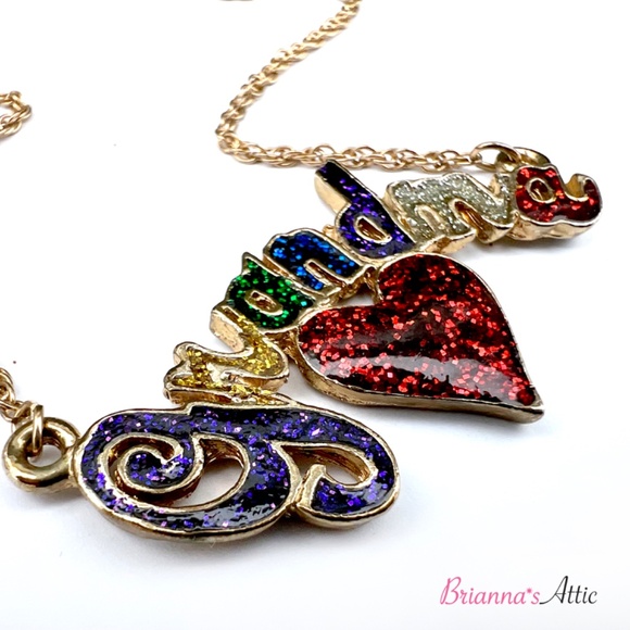 Spell out necklace for Grandma Gold Tone Sparkling Heart Lobster clasp 18" - Picture 5 of 9